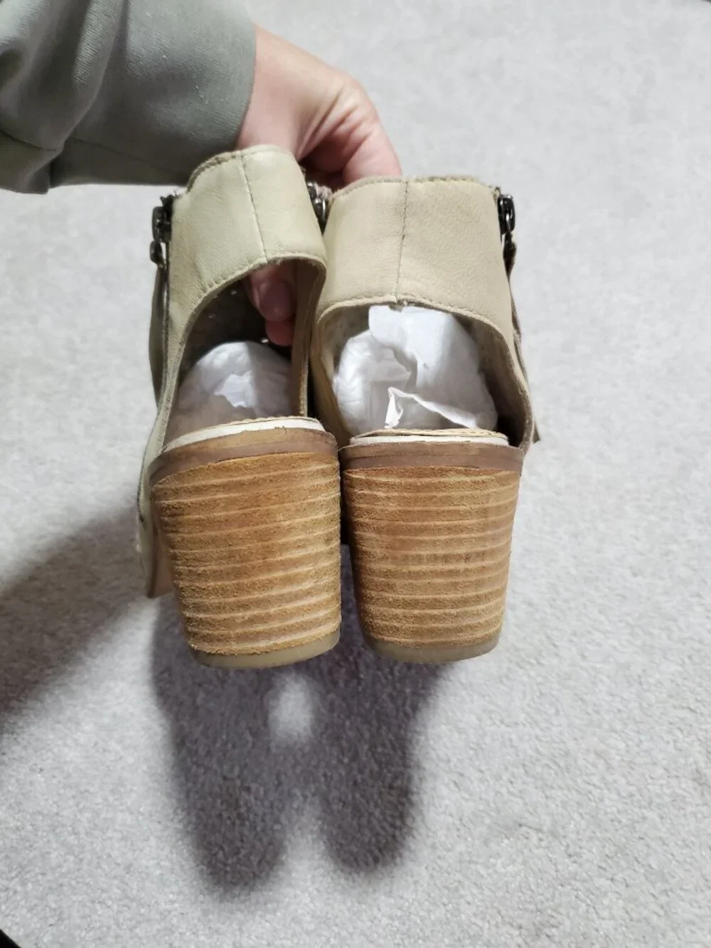 SAM EDELMAN Cooper Woven Leather Sandals Shooties Peep Toe Heels Cream Women's 8 - Picture 7 of 14